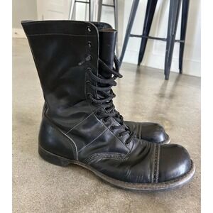 Vintage Men's Corcoran Black Leather Combat Jump Boots 13.5 Korea? WW2?